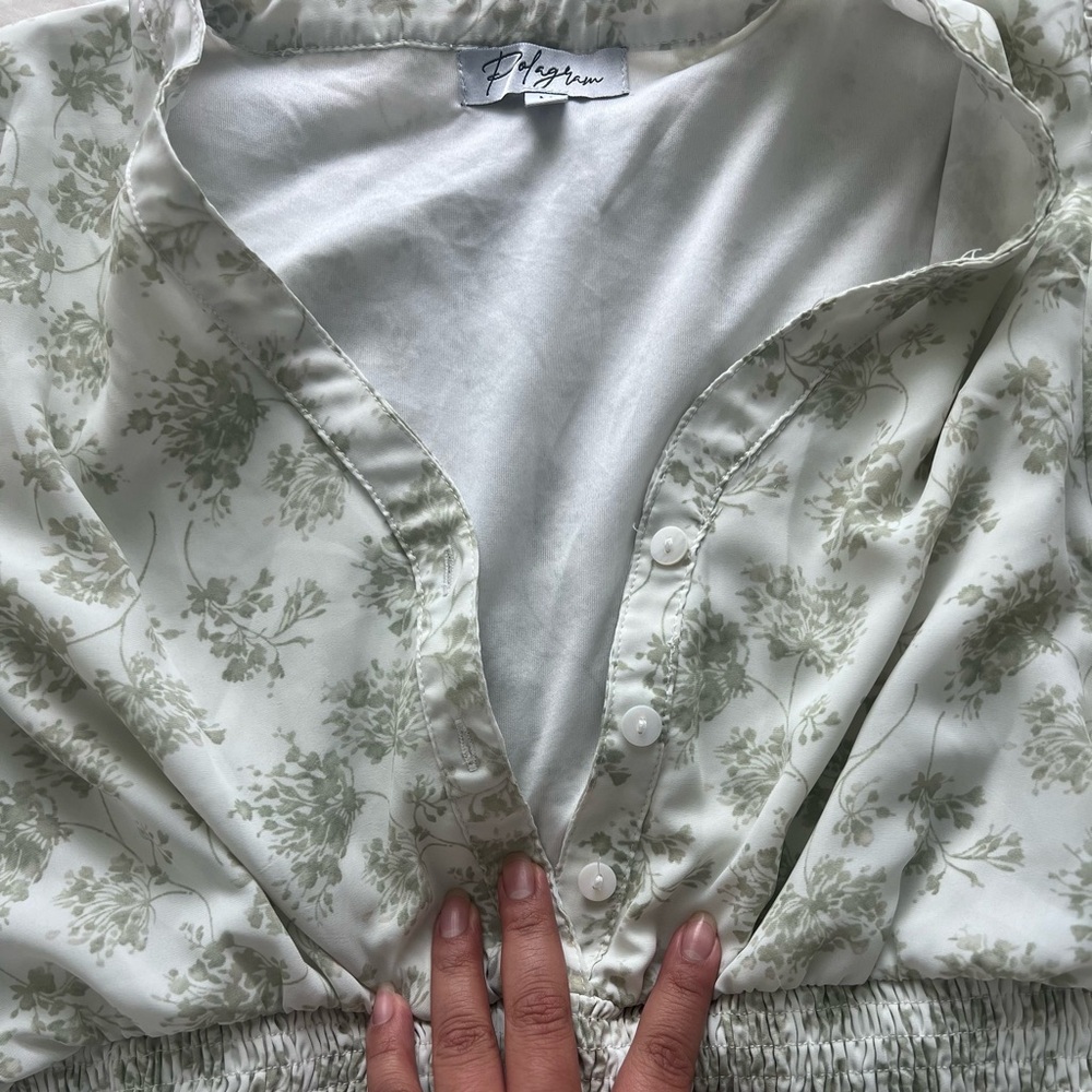 Polagram Green Floral Long Sleeve Dress - Picture 7 of 7